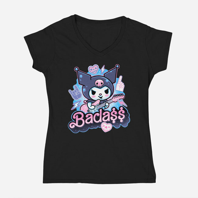 The Baddest Ever-Womens-V-Neck-Tee-glitchygorilla