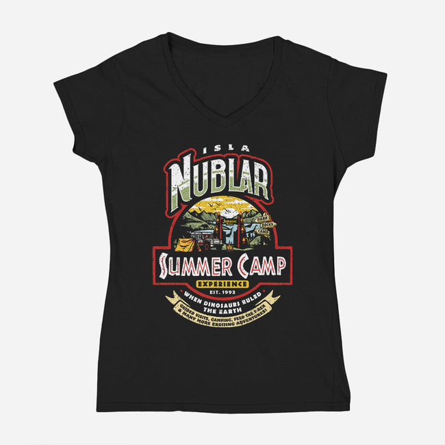 Jurassic Camp-Womens-V-Neck-Tee-Olipop