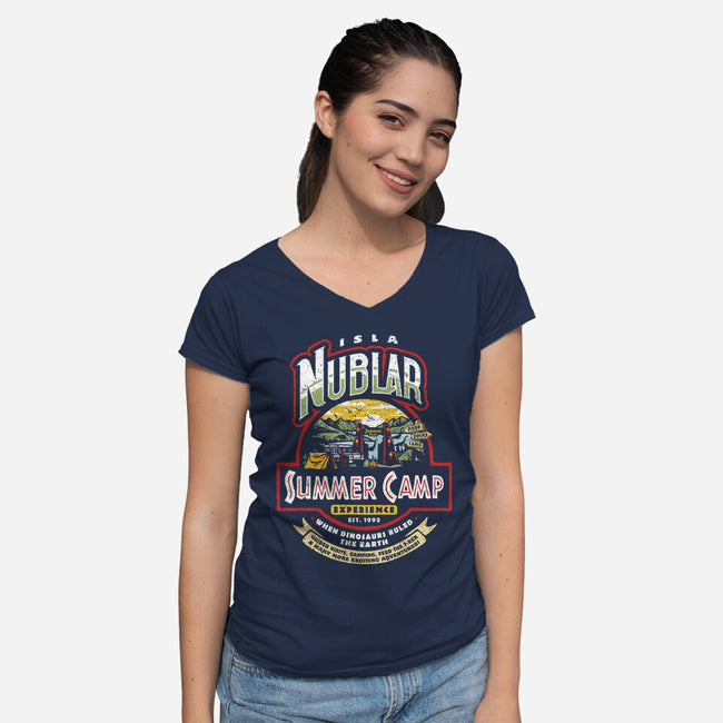 Jurassic Camp-Womens-V-Neck-Tee-Olipop