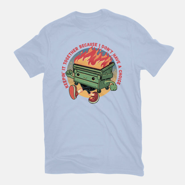 Flaming Dumpster-Womens-Fitted-Tee-glitchygorilla