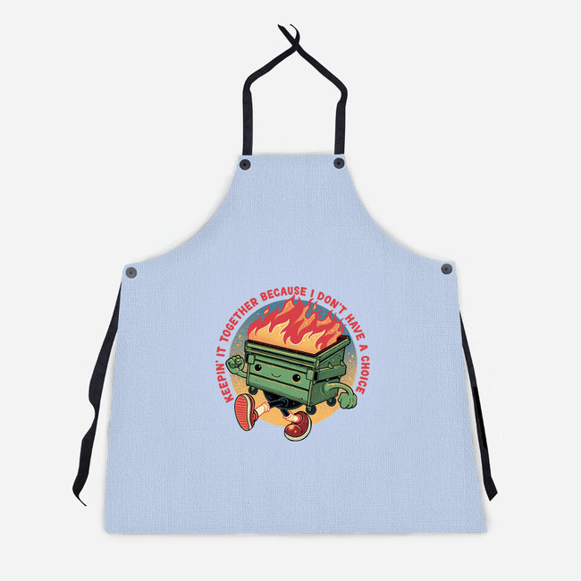 Flaming Dumpster-Unisex-Kitchen-Apron-glitchygorilla