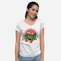 Flaming Dumpster-Womens-V-Neck-Tee-glitchygorilla