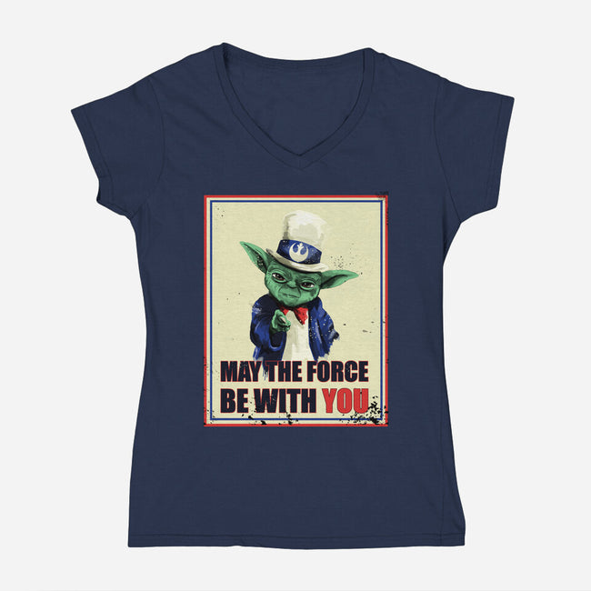 May The Force Be With You-Womens-V-Neck-Tee-fanfabio