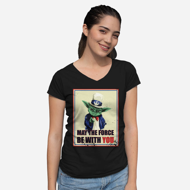 May The Force Be With You-Womens-V-Neck-Tee-fanfabio