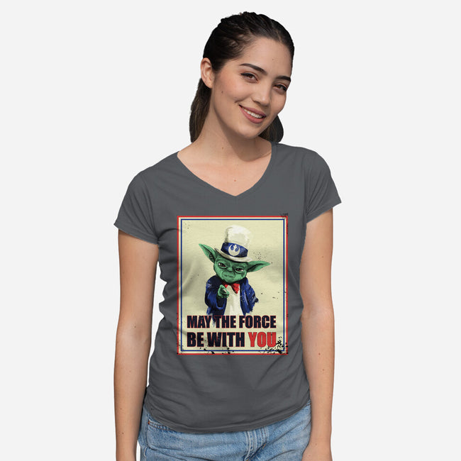 May The Force Be With You-Womens-V-Neck-Tee-fanfabio