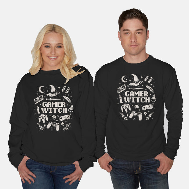 Gamer Witch-Unisex-Crew Neck-Sweatshirt-eduely