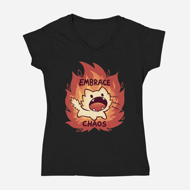 Embrace Chaos-Womens-V-Neck-Tee-TechraNova