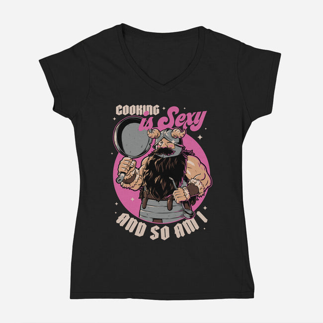 Cooking Dwarf-Womens-V-Neck-Tee-Studio Mootant