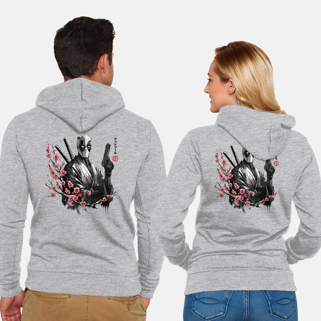 Merc Portrait Sumi-e-Unisex-Zip-Up-Sweatshirt-DrMonekers