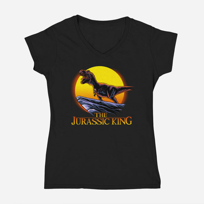 Jurassic King-Womens-V-Neck-Tee-daobiwan