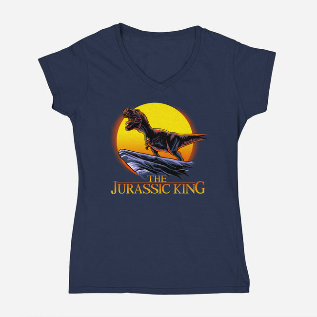 Jurassic King-Womens-V-Neck-Tee-daobiwan