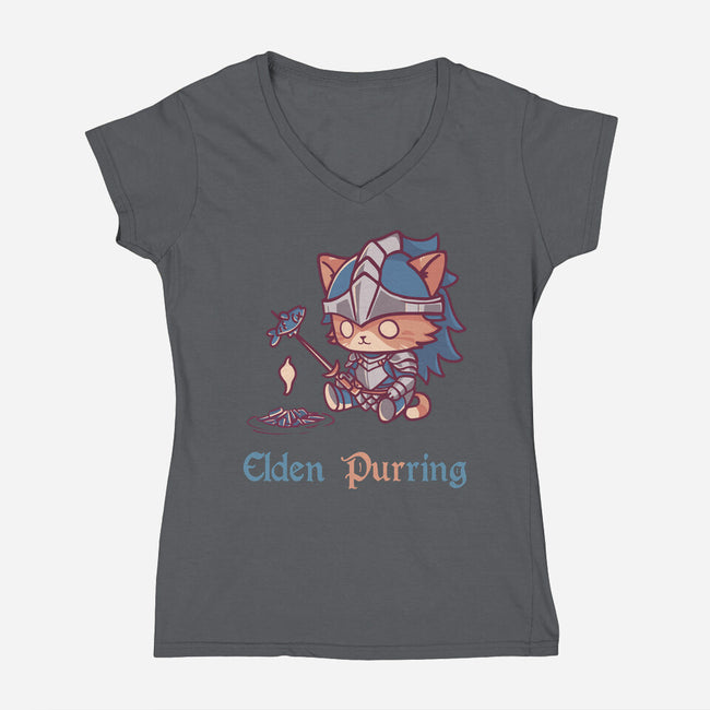 Elden Purring-Womens-V-Neck-Tee-Dokimons