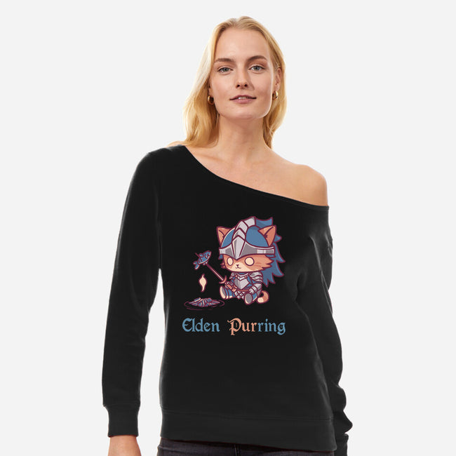 Elden Purring-Womens-Off Shoulder-Sweatshirt-Dokimons