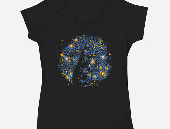 Starry Night Black Cat