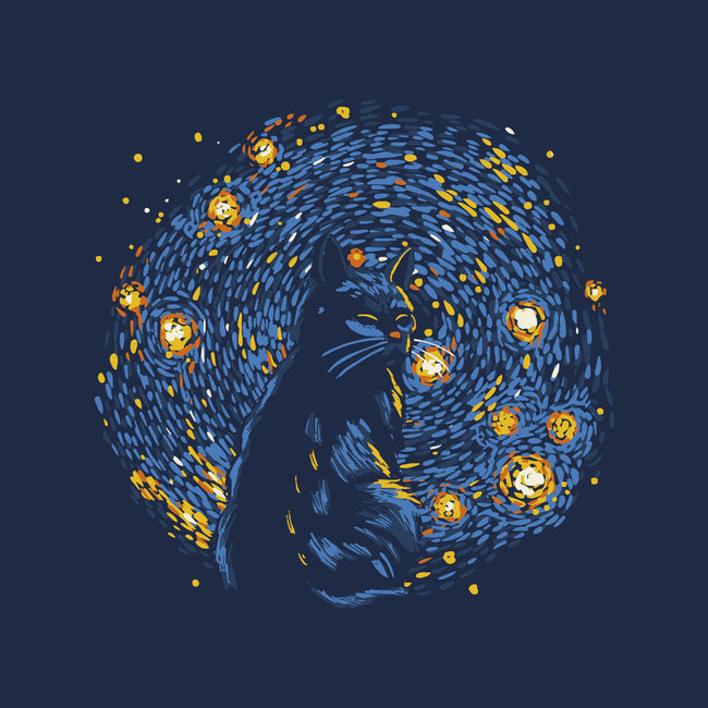 Starry Night Black Cat-Mens-Long Sleeved-Tee-tobefonseca