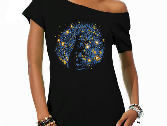 Starry Night Black Cat