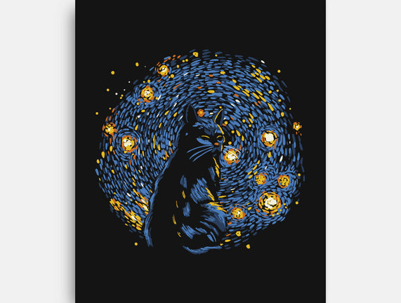 Starry Night Black Cat