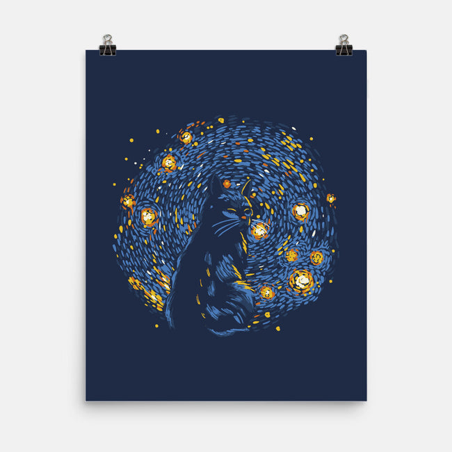 Starry Night Black Cat-None-Matte-Poster-tobefonseca