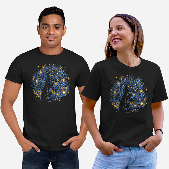 Starry Night Black Cat-Unisex-Basic-Tee-tobefonseca