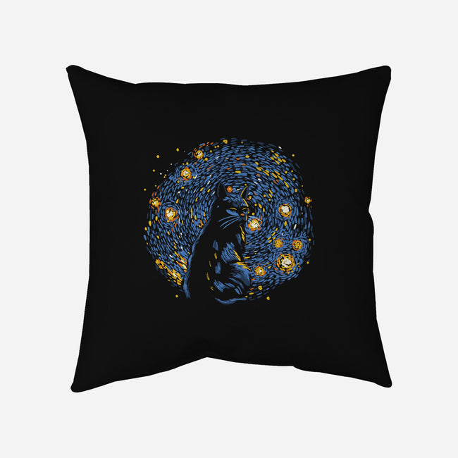 Starry Night Black Cat-None-Removable Cover-Throw Pillow-tobefonseca