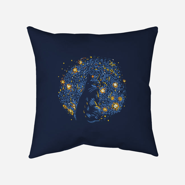 Starry Night Black Cat-None-Removable Cover-Throw Pillow-tobefonseca