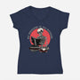 Weekend Reader-Womens-V-Neck-Tee-glitchygorilla