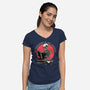 Weekend Reader-Womens-V-Neck-Tee-glitchygorilla