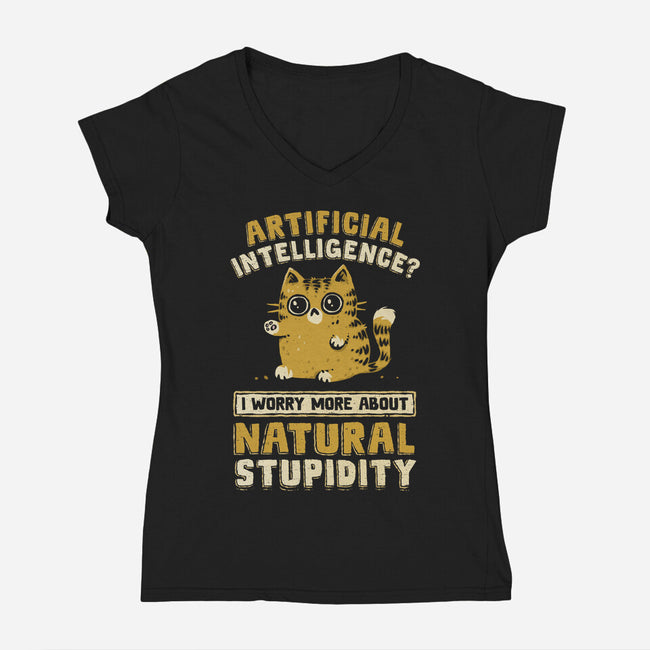 Natural Stupidity-Womens-V-Neck-Tee-kg07