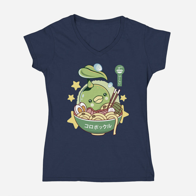 Korpokkur Ramen-Womens-V-Neck-Tee-LAGELANTEE