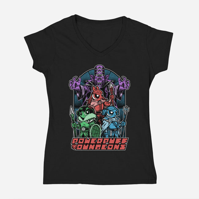 Power Girls Dungeons-Womens-V-Neck-Tee-Studio Mootant