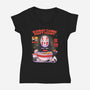 Sunday Carbs Don't Count-Womens-V-Neck-Tee-Ca Mask