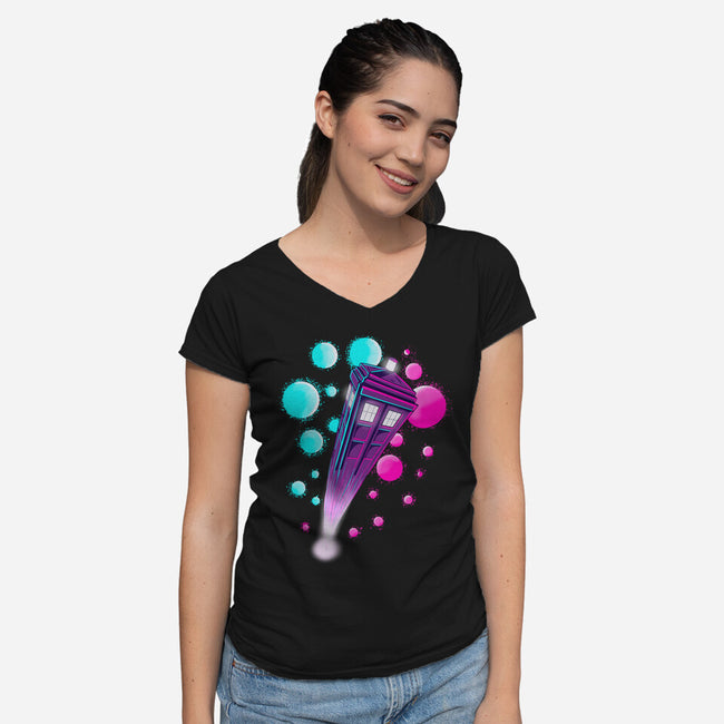 Neon Who-Womens-V-Neck-Tee-nickzzarto