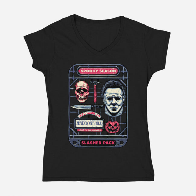 Slasher Kit-Womens-V-Neck-Tee-glitchygorilla