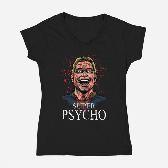 Super Psycho-Womens-V-Neck-Tee-zascanauta