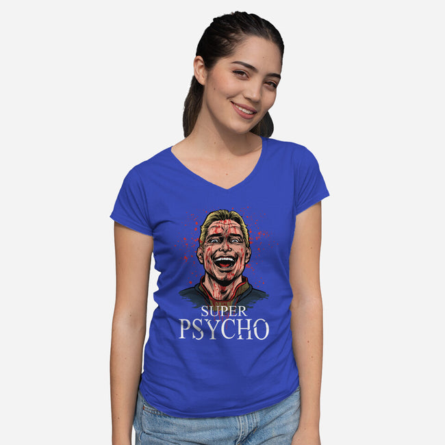 Super Psycho-Womens-V-Neck-Tee-zascanauta