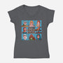 The Grayskull Bunch-Womens-V-Neck-Tee-Skullpy