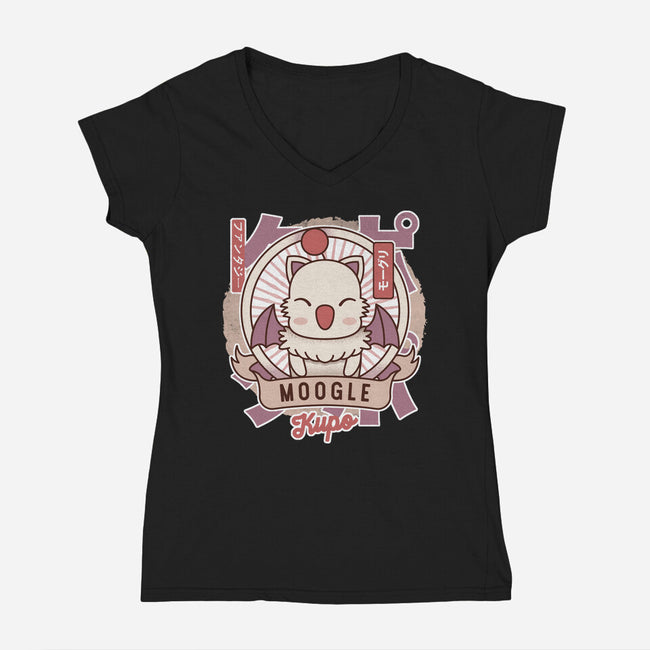 Moogle Retro-Womens-V-Neck-Tee-LAGELANTEE