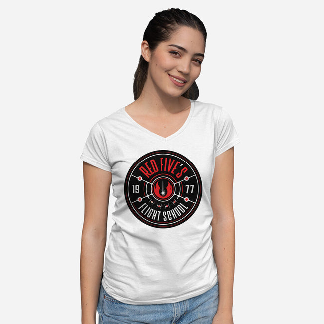 Red Five's Flight School-Womens-V-Neck-Tee-BadBox