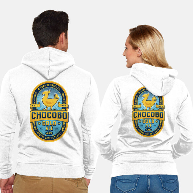 Chocobo Gold Beer Emblem-Unisex-Zip-Up-Sweatshirt-LAGELANTEE