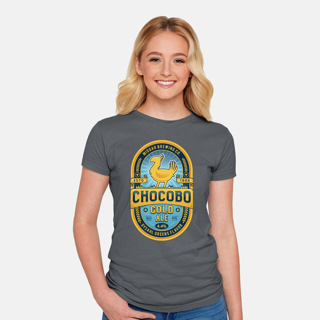 Chocobo Gold Beer Emblem-Womens-Fitted-Tee-LAGELANTEE