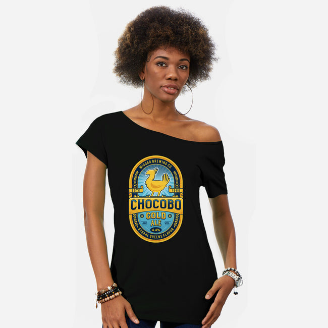 Chocobo Gold Beer Emblem-Womens-Off Shoulder-Tee-LAGELANTEE