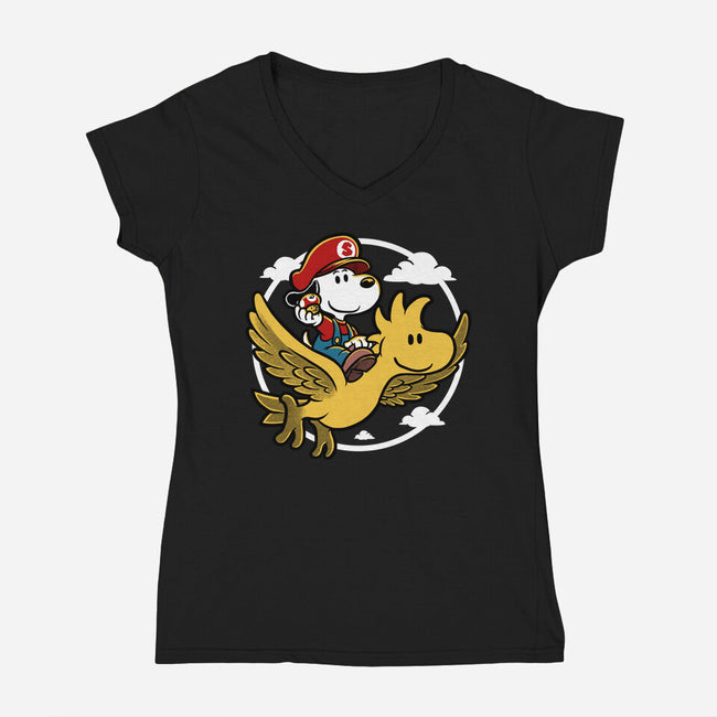 Super Beagle Bros-Womens-V-Neck-Tee-Studio Mootant