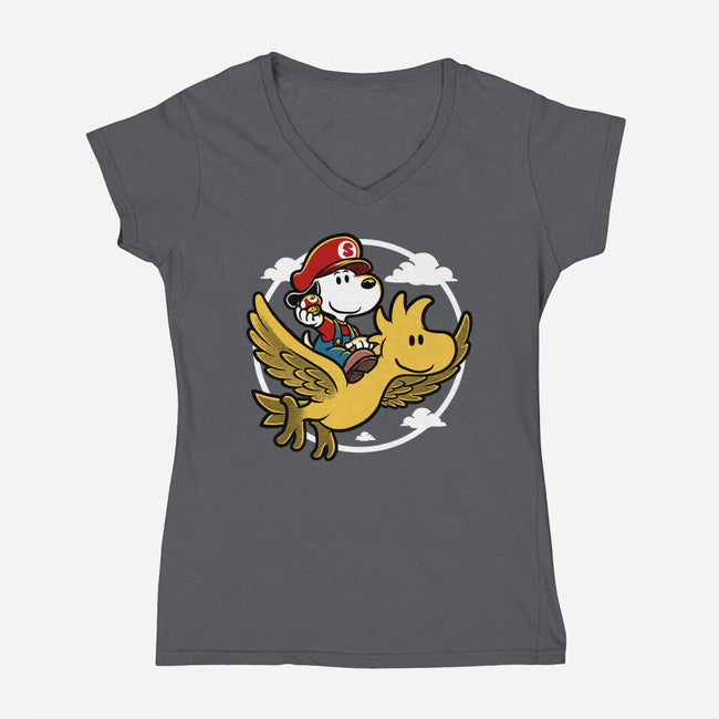 Super Beagle Bros-Womens-V-Neck-Tee-Studio Mootant