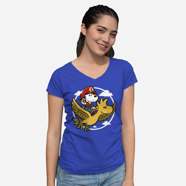 Super Beagle Bros-Womens-V-Neck-Tee-Studio Mootant