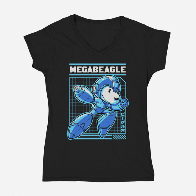 Mega Beagle Videogame-Womens-V-Neck-Tee-Studio Mootant