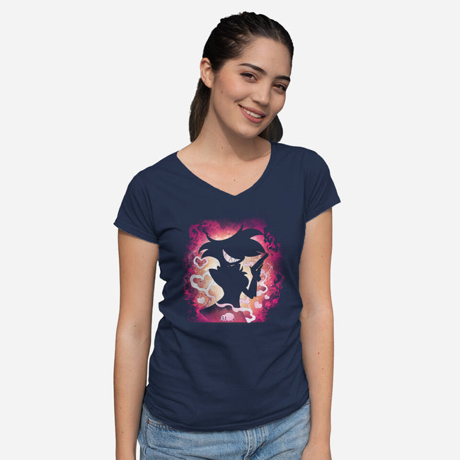 Spider Demon-Womens-V-Neck-Tee-Vallina84