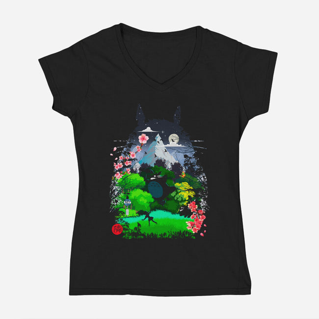 Neighbors And Friends-Womens-V-Neck-Tee-Arinesart