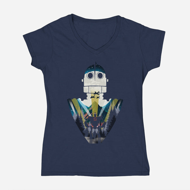 The Gentle Giant-Womens-V-Neck-Tee-Arinesart