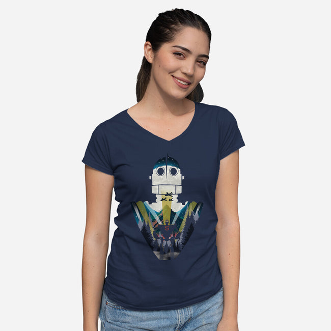 The Gentle Giant-Womens-V-Neck-Tee-Arinesart