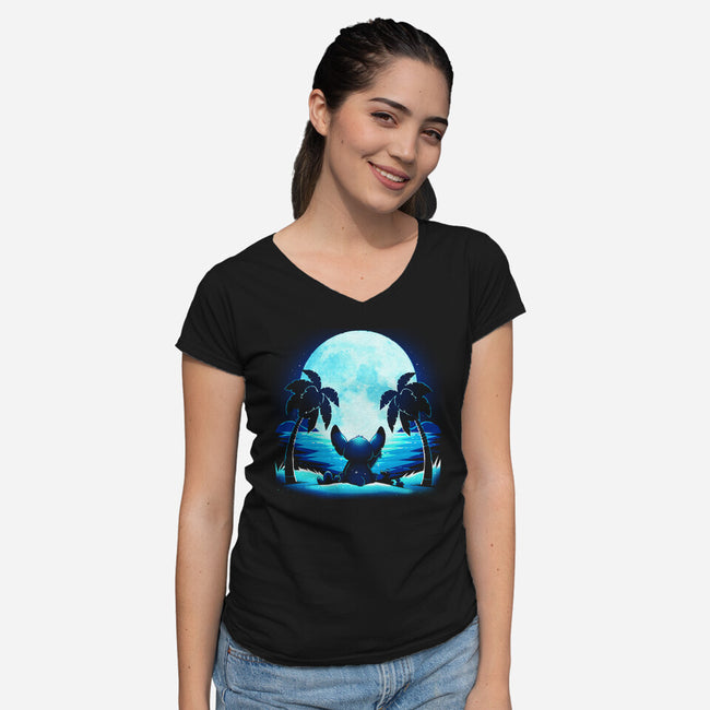 Alien Moon-Womens-V-Neck-Tee-Vallina84